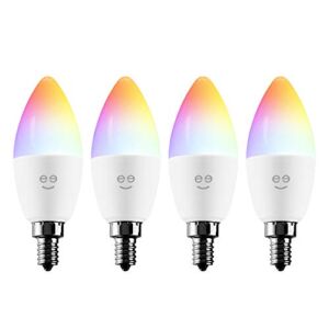 Geeni Prisma Plus Candle Wi-Fi LED Smart Bulb, B11 Candelabra, 4W, E12 Base 350lm Tunable and Dimmable RGB Bulb, Compatible with Alexa and The Google Assistant, No Hub Required (4 Pack)