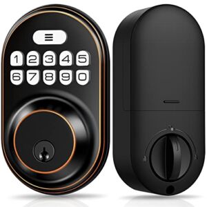 Keyless Entry Door Lock, Veise Electronic Keypad Deadbolt, Keyed Entry, Auto Lock, Anti-Peeking Password, Back Lit & Easy Installation Design, Oil Rubbed Bronze