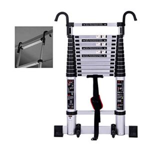 NEOCHY Lightweight Foldable Portable 2.3m-5.9m Telescoping Ladder with Hooks Portable Non-Slip Multi-Purpose Extension Ladder for Building Maintenance DIY Aluminum (Size : 3.5m/11.52ft)