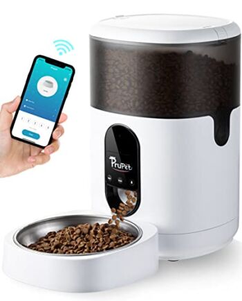 Prupet Automatic Cat Feeders, Timed Pet Food Dispenser with Stainless Steel Bowl, WiFi Enabled, APP Control, 10s Voice Recorder for Small / Medium Cats &Dogs -4L | The Storepaperoomates Retail Market - Fast Affordable Shopping