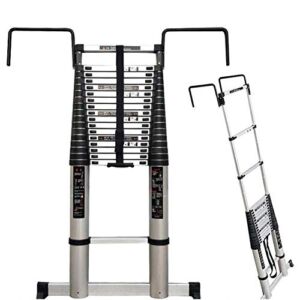NEOCHY Lightweight Foldable Portable Ladders Climb Telescoping Ladder with Stabilizer Bar Aluminum Extension Ladders for Industrial Loft Household Daily or Emergency Use (Color : 5.8m/19 Ft)