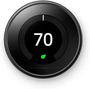 Google Nest Learning Thermostat 3rd Generation, Works with Alexa – Mirror Black (Renewed)