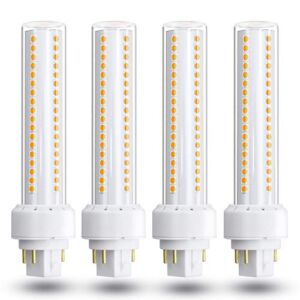 Gx24q/G24q 4-Pin Base Light Bulbs, 12W Gx24 LED PL Recessed Lights, Daylight 6000K 26W Compact Fluorescent Lamp Replacement for Ceiling Light Downlight Wall Sconce, 4-Pack (Remove/Bypass The Ballast)
