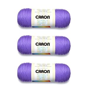 Caron Simply Soft Grape Brites Yarn – 3 Pack of 170g/6oz – Acrylic – 4 Medium (Worsted) – 315 Yards – Knitting/Crochet