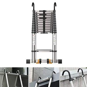 Lightweight Foldable Portable Ladders Extra Tall Telescoping Ladder with Safety Hook Stabiliser Bar – Aluminum Telescopic Extension Multi Purpose Loft Ladder Black Load 330Lbs ( Color : 2.3m/7.5ft )