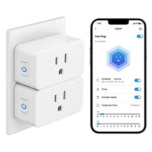 Vont Smart Plug [2 Pack] Alexa Smart Plugs, WiFi + Bluetooth, Google Assistant & IFTTT, Voice Command, Timer & Schedules, Control Anywhere, Vacation Mode, ETL & FCC Certified, No Hub Required