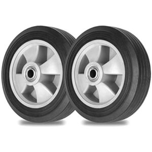 AR-PRO (2- Pack) Run-Flat Solid Rubber Replacement Tire 8″ x 2” with a 5/8″ axle for Hand Trucks, Wheelbarrows, Dollies, Trolleys and More – Run Flat with 580 lbs Max Load