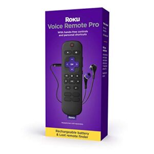 Roku Voice Remote Pro | Rechargeable voice remote with TV controls, lost remote finder, private listening, hands-free voice controls, and shortcut buttons for Roku Players, Roku TV, & Roku Streambars