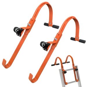 2-Pack Ladder Roof Hook with Wheel Heavy Duty Steel Ladder Stabilizer,500 lbs Weight Ratin