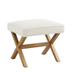 Amazon Brand – Rivet Mid-Century Modern X Stool Ottoman Chair, 20″ W, Ivory