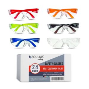 24 Pack of Safety Glasses (Protective Goggles) Anti Fog Clear Glasses. Nurses, Construction, Labs, Shooting Glasses Men Women