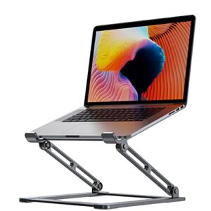 Laptop Stand for Desk, Adjustable Laptop Stand Holder Portable Laptop Riser with Multi-Angle Height Adjustable Computer Stand for MacBook Air/Pro and More Notebooks 10-17.3″-Grey