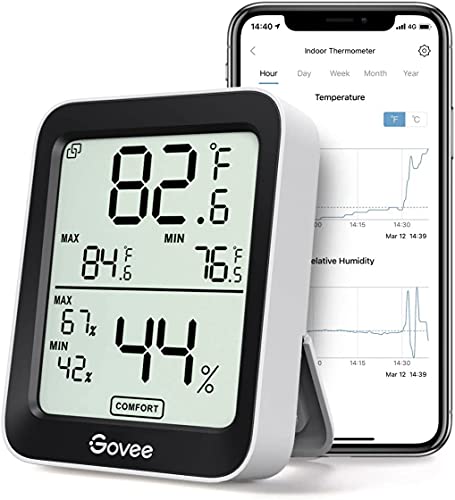 Govee Hygrometer Thermometer H5075, Bluetooth Indoor Room Temperature Monitor Greenhouse Thermometer with Remote App Control, Large LCD Display, Notification Alerts, 2 Years Data Storage Export, Black | The Storepaperoomates Retail Market - Fast Affordable Shopping