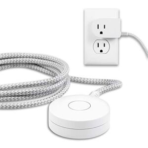 Philips Grounded Plug with Braided Cord, 6 Ft Long Power Cable, ON/Off Switch, for Tabletop or Wall Mount, Perfect for Lamps/Seasonal Lights, 3 Prong, Slip Resistant Base, SPS1611WA/37, White