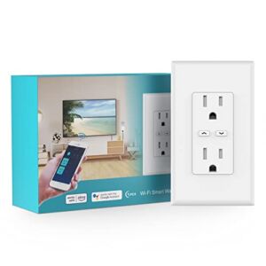 Smart Wall Outlet, 15A Electrical Outlet with Energy Monitor, WiFi Outlet Compatible with Alexa and Google Assistant, Tamper-Resistant Receptacles, Surge Protection, Easy install, 1800W