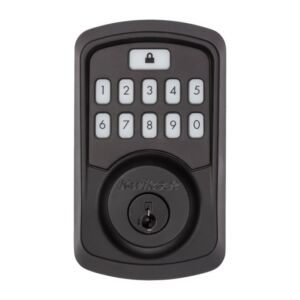 Kwikset 99420-003 Aura Bluetooth Programmable Keypad Door Lock Deadbolt Featuring SmartKey Security, Iron Black