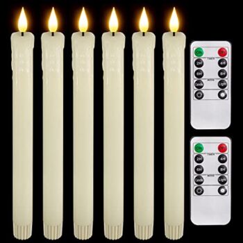 Homemory Real Wax LED Flameless Taper Candles with Remote Timer, 9.6 Inches Ivory Flameless Candlesticks, Dripless Battery Operated Window Candles with 3D Flickering Flame for Fireplace Xmas Halloween | The Storepaperoomates Retail Market - Fast Affordable Shopping