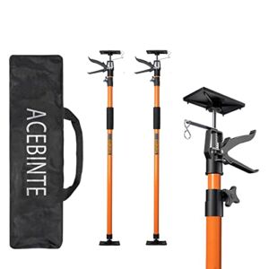 2PK Support Pole, Steel Telescopic Adjustable 3rd Hand Support System, Support Rod, Supports up to 154 lbs Construction Rods for Cabinet Jacks Cargo Bars Drywalls Extends from 49 Inch to 114 Inch
