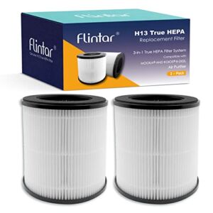 Flintar B-D02L H13 True HEPA Replacement Filter, Compatible with MOOKA and KOIOS B-D02L Air Purifier, 3-in-1 H13 True HEPA Filter Set, 2-Pack