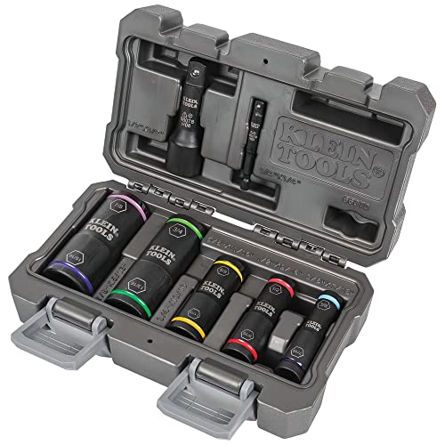 Klein Tools 66070 Impact Socket Set, Impact Driver Flip Socket, Five Sockets with 1/4-Inch Hex and 1/2-Inch Square Socket Adapters, 7-Piece | The Storepaperoomates Retail Market - Fast Affordable Shopping