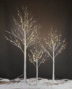 LIGHTSHARE 4 feet 6 feet and 8 Feet Birch Tree,Warm White, for Home,Pack of 3, Festival, Party, and Christmas Decoration, Indoor and Outdoor Use