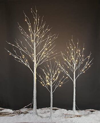 LIGHTSHARE 4 feet 6 feet and 8 Feet Birch Tree,Warm White, for Home,Pack of 3, Festival, Party, and Christmas Decoration, Indoor and Outdoor Use | The Storepaperoomates Retail Market - Fast Affordable Shopping