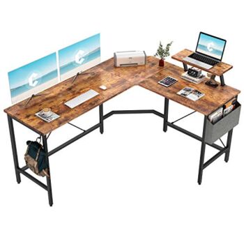 Cubiker Modern L-Shaped Computer Office Desk, Corner Gaming Desk with Monitor Stand, Home Office Study Writing Table Workstation for Small Spaces | The Storepaperoomates Retail Market - Fast Affordable Shopping
