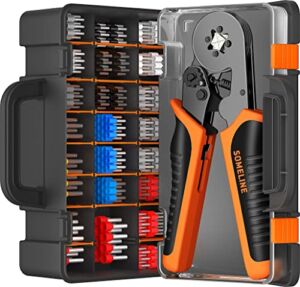 SOMELINE Ferrule Crimping Tool Kit, Ratchet Wire Crimping Pliers for AWG23-7 with 23 Sizes Wire End Ferrule Terminals, Quadrilateral Wire Crimp Pliers with Ferrules Wire Kit Crimp Connectors