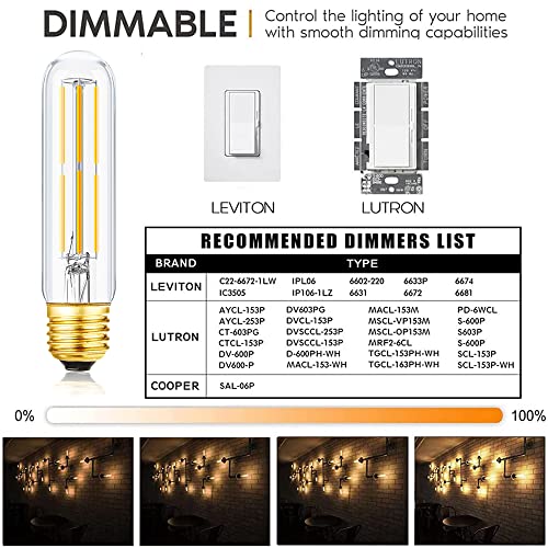 T10 Led Bulb,Dimmable 6W Led Tubular Bulbs, Soft White 3000K, 60 Watt Incandescent Bulb Equivalent, 3000K Soft White, Clear Glass, E26 Base Lamp Bulb, for Cabinet Display Cabinet etc,3 Pack. | The Storepaperoomates Retail Market - Fast Affordable Shopping