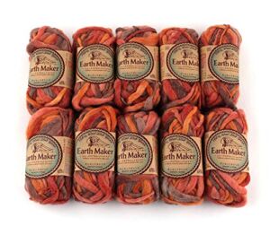 Earth Maker 10 Pack (Skeins) 100% Wool Slub Super Bulky Yarn Each Skein 1 oz (30g) 16 Yards, Sunset Orange