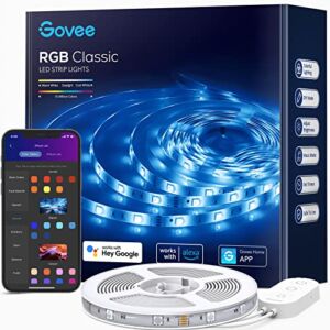 Govee Smart LED Strip Lights, 16.4ft WiFi LED Lights with Silicone Coating, Work with Alexa & Google Assistant, 64 Scene Modes, Music Sync RGB Lights for Bedroom, Yard, Party (Adapter Not Waterproof)