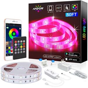 LED Strip Lights 50ft , Multicolor RGB LED Light Strips, 5050 LED Tape Lights, Music Sync Color Changing+Remote Control +APP Controlled LED Strip Lights for Bedroom Party Home Decoration