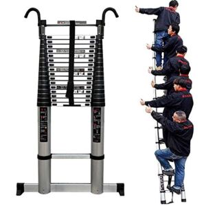 NEOCHY Lightweight Foldable Portable Multi-Purpose Telescopic Ladder with Hook 5m/5.4m/5.8m/6.2m/6.6m/7m Aluminium Extension Ladder for Engineering Building Black (Size : 5m/16.4ft)