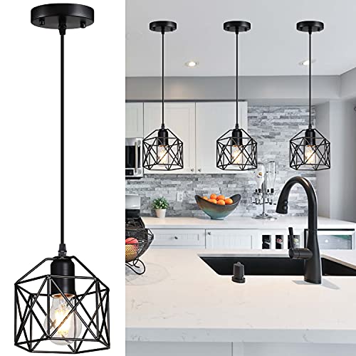 Laihezz 1-Light Vintage Hanging Light Pendant Light Fixture Farmhouse Basket Cage Hanging Ceiling Light with Metal Caged for Kitchen Island Dining Restaurant Room Hallway Hotel Bar | The Storepaperoomates Retail Market - Fast Affordable Shopping