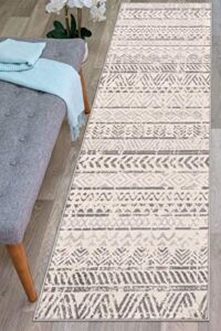 Rugshop Geometric Boho Perfect for high Traffic Areas of Your Living Room,Bedroom,Home Office,Kitchen Easy Cleaning Runner Rug 2′ x 7′ Gray