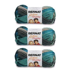 Bernat Softee Chunky Deep Waters Yarn – 3 Pack of 80g/2.8oz – Acrylic – 6 Super Bulky – 77 Yards – Knitting/Crochet