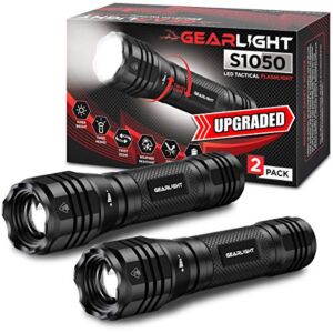 GearLight S1050 LED Flashlight Pack – 2 Bright, Zoomable Tactical Flashlights with High Lumens and 3 Modes for Everyday, Outdoor & Emergency Use – Gifts for Men & Women