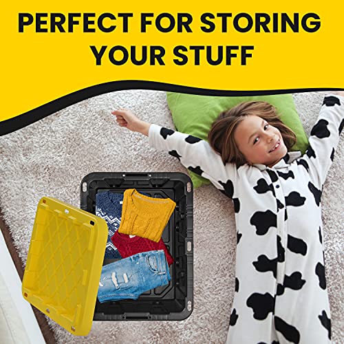 5 Gal. Plastic Storage Tote, Black/Yellow (Set of 4), ‎ 16.5 x 16.5 x 12.5 inches | The Storepaperoomates Retail Market - Fast Affordable Shopping