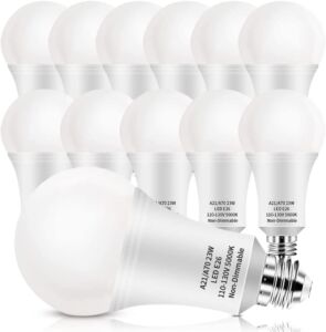 LEDERA 150 Watt LED Bulb, Energy Saving 23W Daylight Bulb 5000K, 2500 Lumens Super Bright 150W-200W A21 LED Bulb, No-Flikcer, E26 Medium Base, for Home Office Mall Factory, Non-Dimmable, Pack of 12