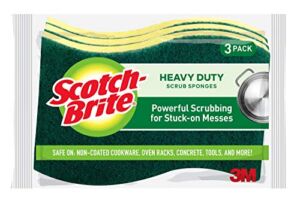 Scotch-Brite MMMHD3 Heavy Duty Scrub Sponge, Yellow & Green, 3 Per Pack