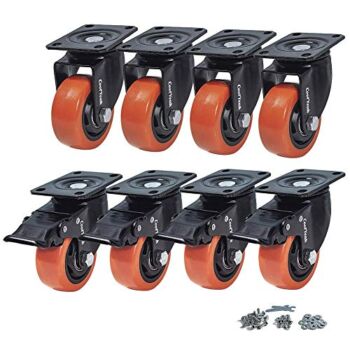 CoolYeah 3 inch Swivel Plate PVC Caster Wheels, Industrial, Premium Heavy Duty Casters (Pack of 8, 4 with Brake & 4 Without)… | The Storepaperoomates Retail Market - Fast Affordable Shopping