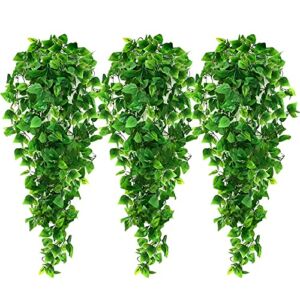 Ageomet 3pcs Artificial Hanging Plants, 3.6ft Fake Hanging Plant, Fake Ivy Vine for Wall House Room Indoor Outdoor Decoration (No Baskets)