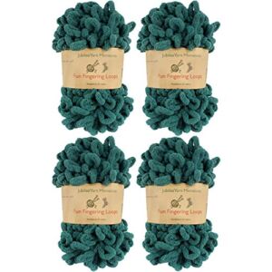 JubileeYarn Fun Finger Loops Yarn – Polyester Jumbo Loop Yarn – 100g/Skein – Jade – 4 Skeins