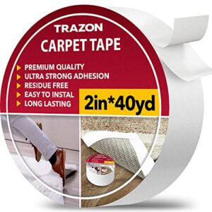 Carpet Tape Double Sided – 2 In / 120 Ft (40 Yards) Rug Tape Grippers for Hardwood Floors and Area Rugs – Carpet Binding Tape Strong Adhesive and Removable, Heavy Duty Stickers Grip Tape, Residue Free