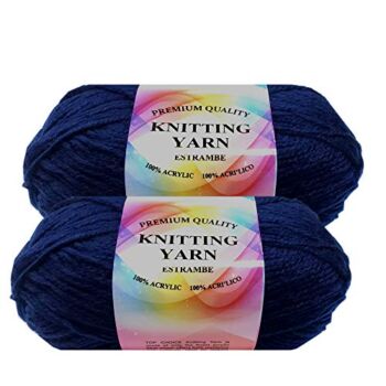 Well Krafty Premium Acrylic Yarn, Snag Free, 4 Ply for Knitting, Crochet and DIY Projects (2 Pack) (Navy Blue) | The Storepaperoomates Retail Market - Fast Affordable Shopping