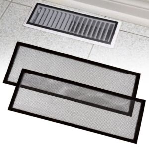 Homponent Floor Register Trap/Vent Mesh – 4″x10″ Magnetic Air Vent Screen Cover for Home Floor, Easy Install Vent Bug Mesh Perfect for Wall/Ceiling/Floor Air Vent Filters. 2-Pack (4″x10″, Black)