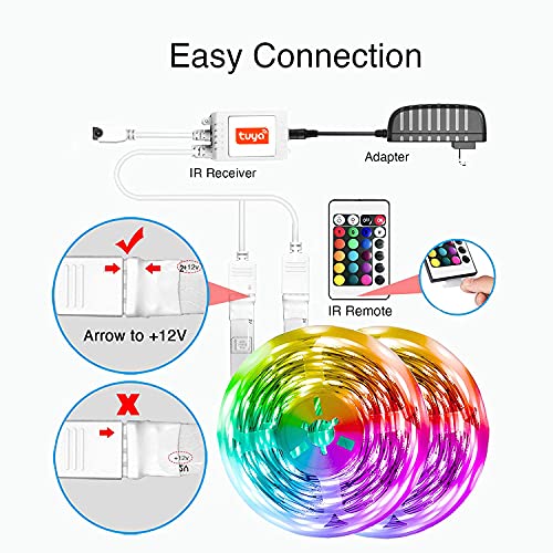 DAYBETTER Smart WiFi Led Lights 100ft, Tuya App Controlled Led Strip Lights, Work with Alexa and Google Assistant, Timer Schedule Led Lights Strip, Color Changing Led Lights for Bedroom Party Kitchen | The Storepaperoomates Retail Market - Fast Affordable Shopping