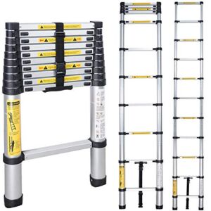 Lightweight Foldable Portable Telescoping Ladder Aluminum Telescopic Extension Multi-Purpose Ladder 10.5FT telescoping Ladder a Frame Extension Ladder with Spring Loaded Locking 330 Lb Capacity Anti-S