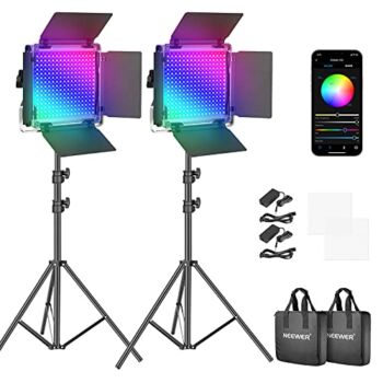 Neewer 2 Packs 660 PRO RGB LED Video Light with App Control Stand Kit, 360° Full Color, 50W Dimmable Bi-Color 3200K~5600K Video Lighting CRI 97+ for Gaming/Streaming/Zoom/YouTube/Webex/Photography | The Storepaperoomates Retail Market - Fast Affordable Shopping