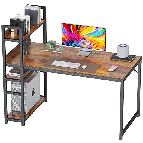 CubiCubi Computer Desk 47 inch with Storage Shelves Study Writing Table for Home Office,Modern Simple Style, Rustic Brown | The Storepaperoomates Retail Market - Fast Affordable Shopping